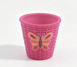 #120 【Pink Wicker Textured Trash Can for 18'' doll】 Main image