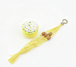 #121 【 Yellow Macrame Hanging Hamper with Daisy】 Main image