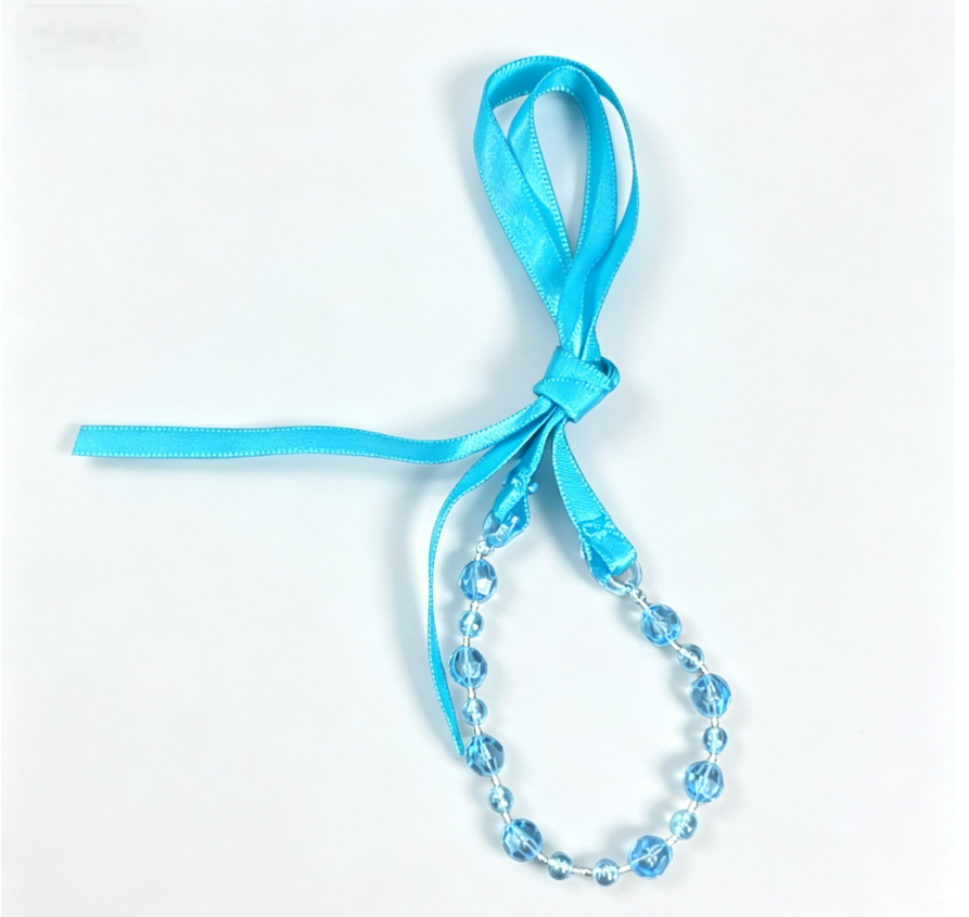 #419 【Blue Bead Ribbon Necklace FOR 18'' DOLL】 Main image