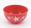 #111 【Bright Red Mini Bowl with White Snowflake Print Winter Christmas Kitchen Tableware Prop for 18'' doll】