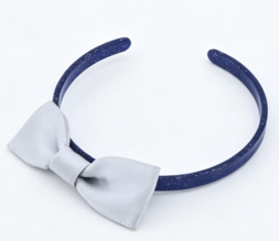 #139 【Navy Blue Glitter Silver Bow Headband Accessory for 14.5'' Doll Daily & Party Dress Up Play】 Main image