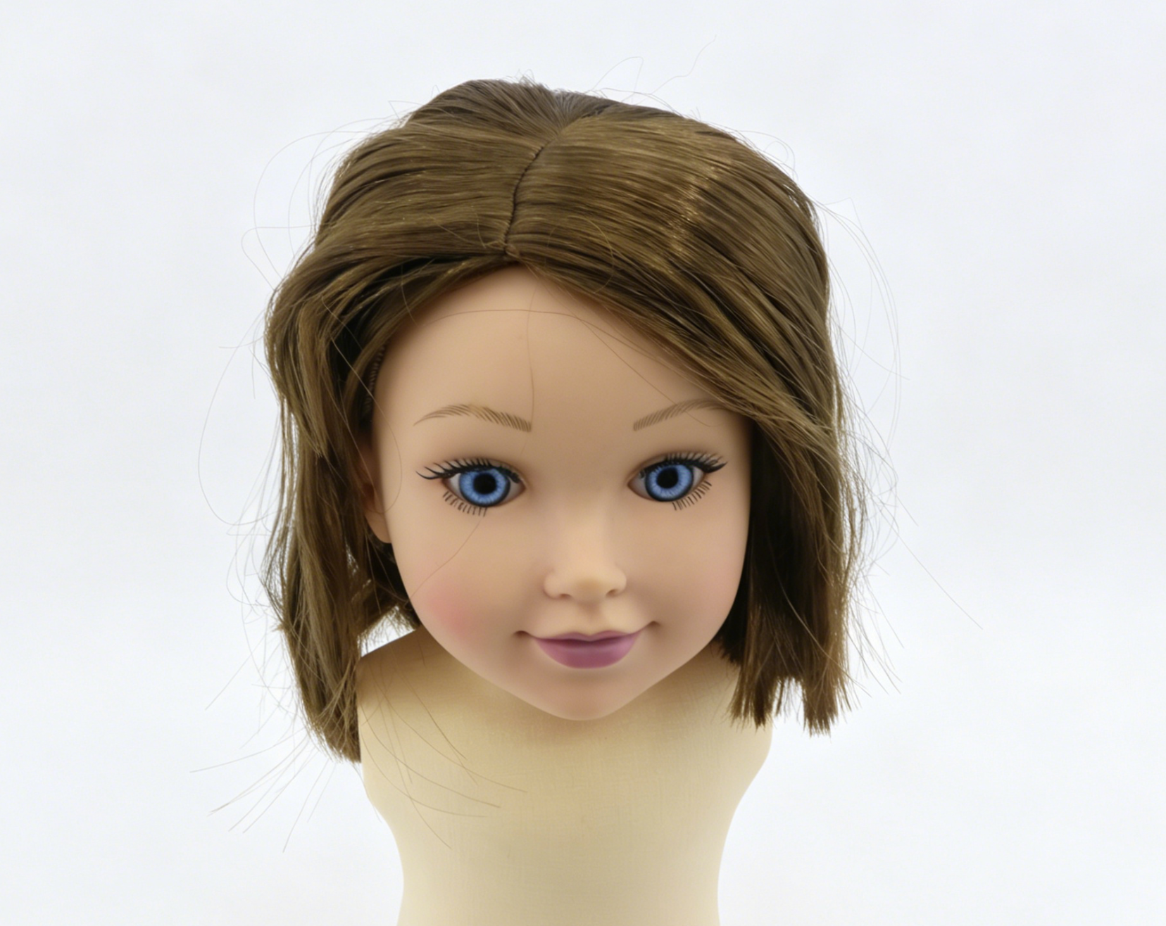 Medium Brown Middle Part Straight Bob Wig With 8cm Inner Diameter For Fashion Girl Doll | Synthetic Doll Replacement Hair Accessory Main image
