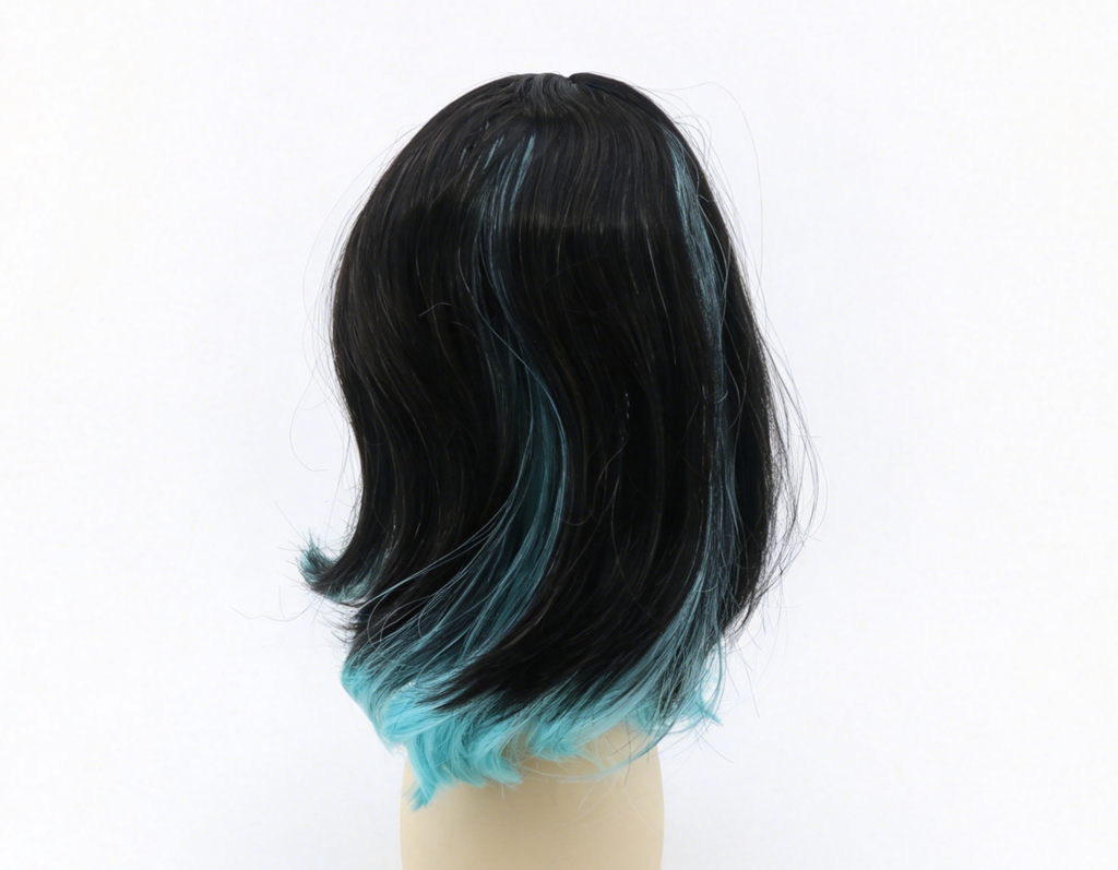 Black Ombre Mint Blue Bob Wig For 18'' Fashion Girl Doll | Synthetic Doll Replacement Hair Accessory