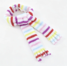 #32 【Rainbow Striped Fleece Scarf Cold Weather Accessory for 18'' Doll Winter Warm Dress Up Play】 Main image
