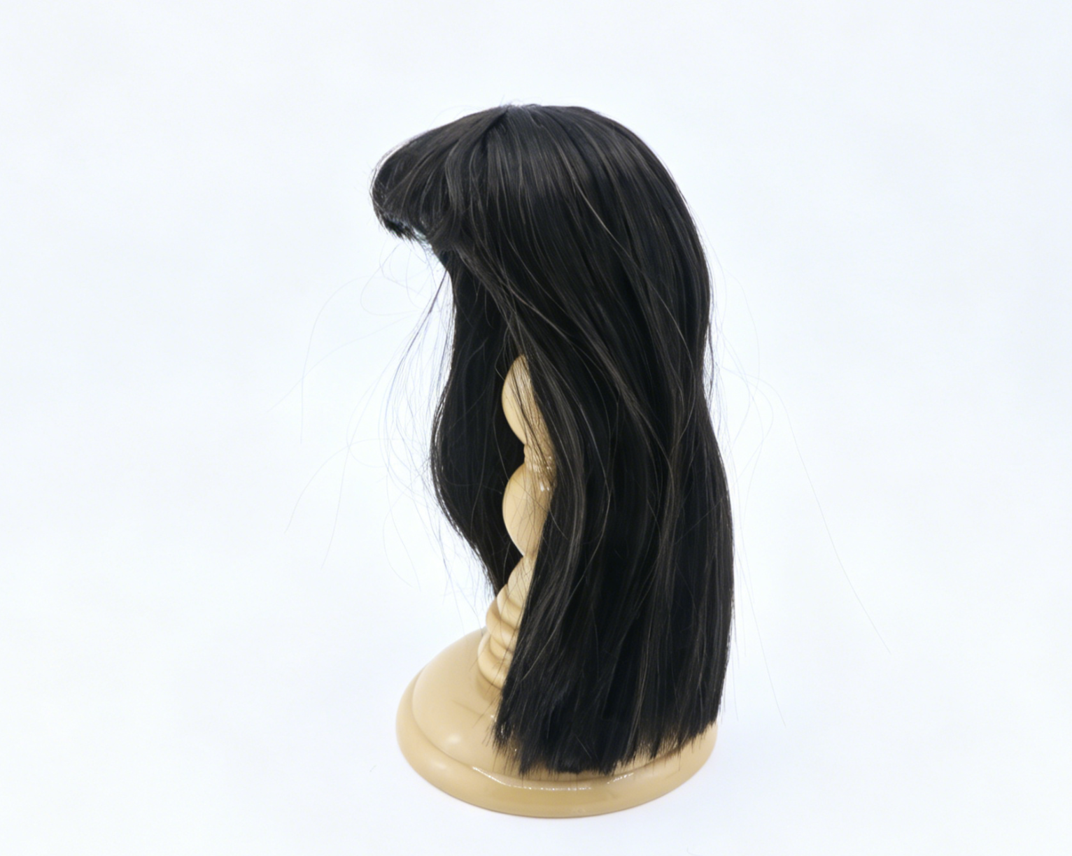 Dark Tea Brown Straight Long Wig With Bangs For 14'' Fashion Girl Doll | Synthetic Doll Replacement Hair Accessory Main image