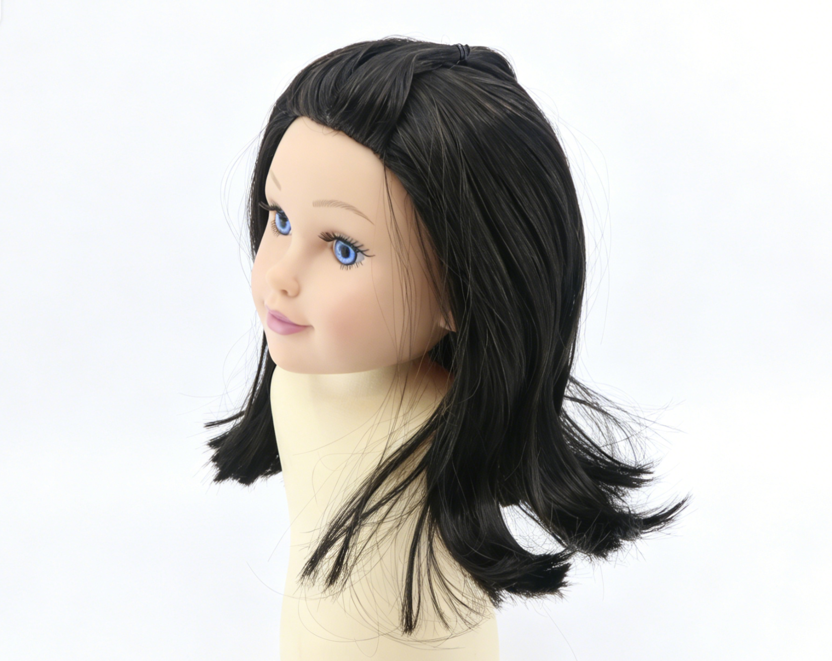 Black Half Up Ponytail Bob Wig For 18'' Fashion Girl Doll | Synthetic Doll Replacement Hair Accessory