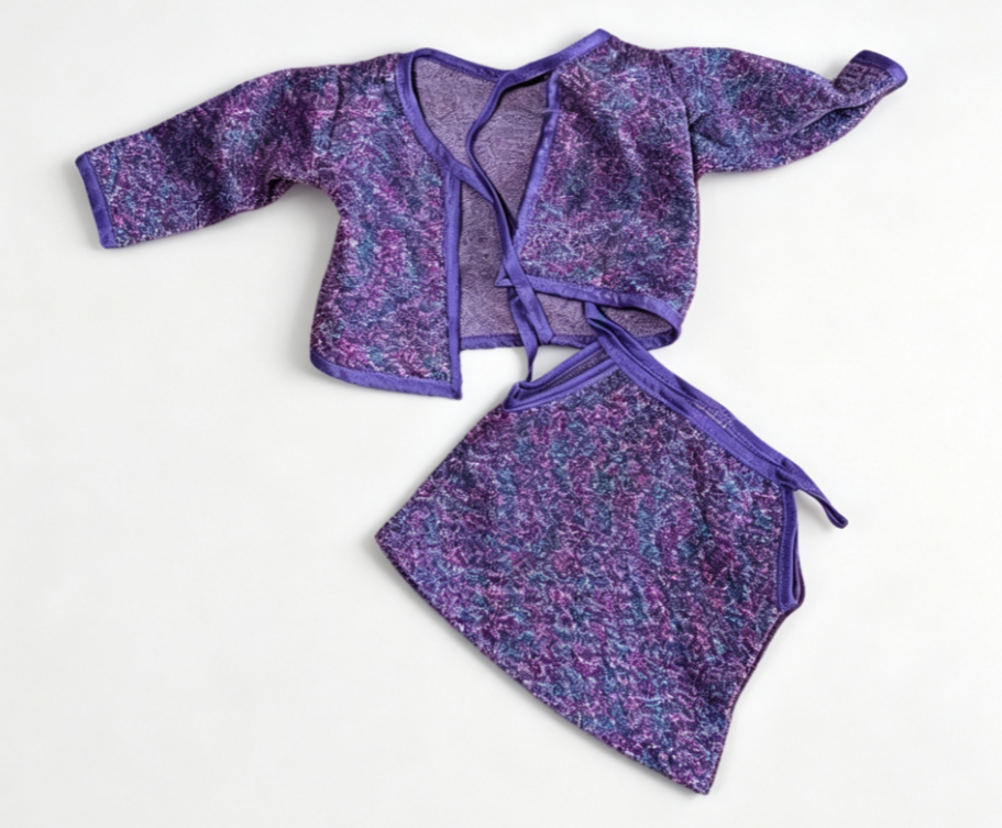 #415 【Purple Sparkle Knit Cardigan and Top for 18'' doll】 Main image