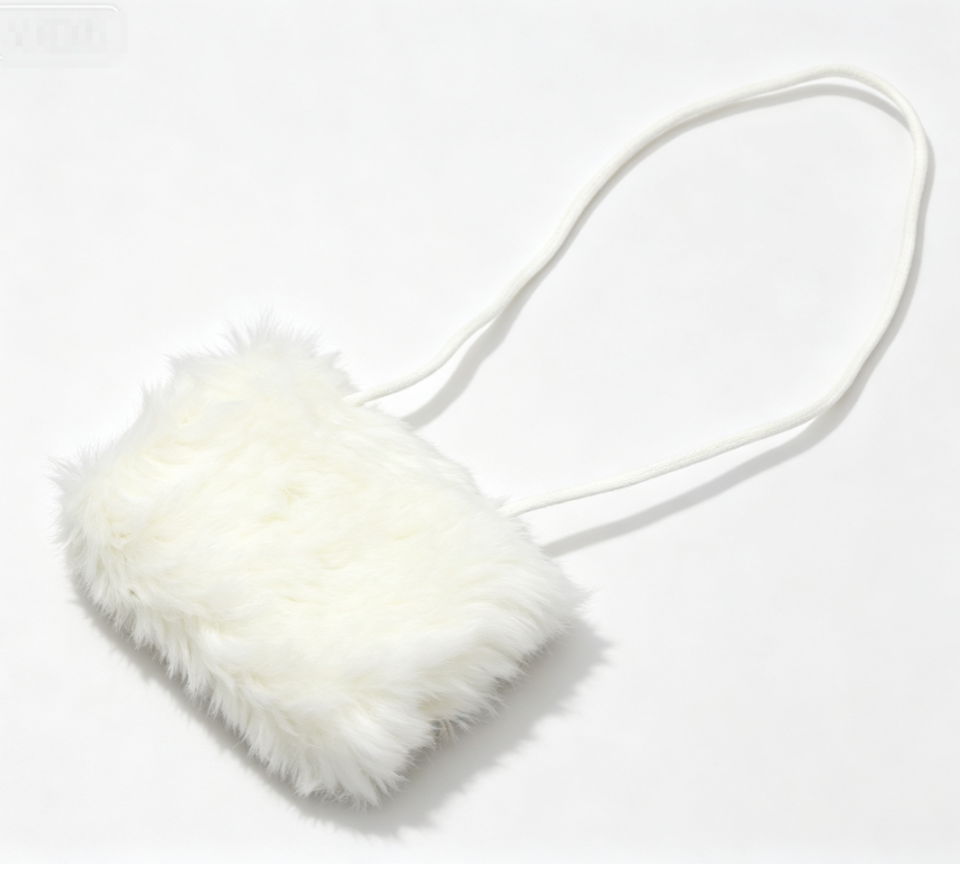 #423【 white faux-fur muff for 18'' doll Winter Coat outfit】 Main image