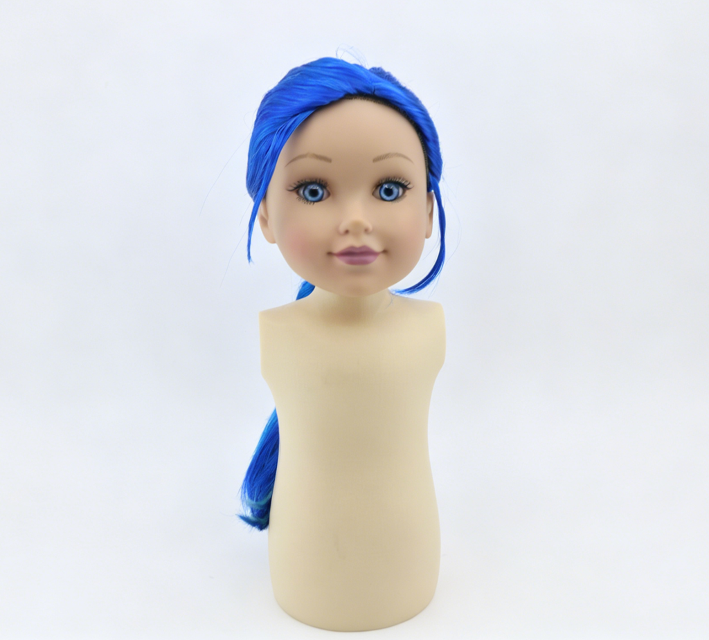 Bright Blue Light Blue Highlight Single Braid Wig For 18'' Fashion Girl Doll | Synthetic Doll Replacement Hair Accessory