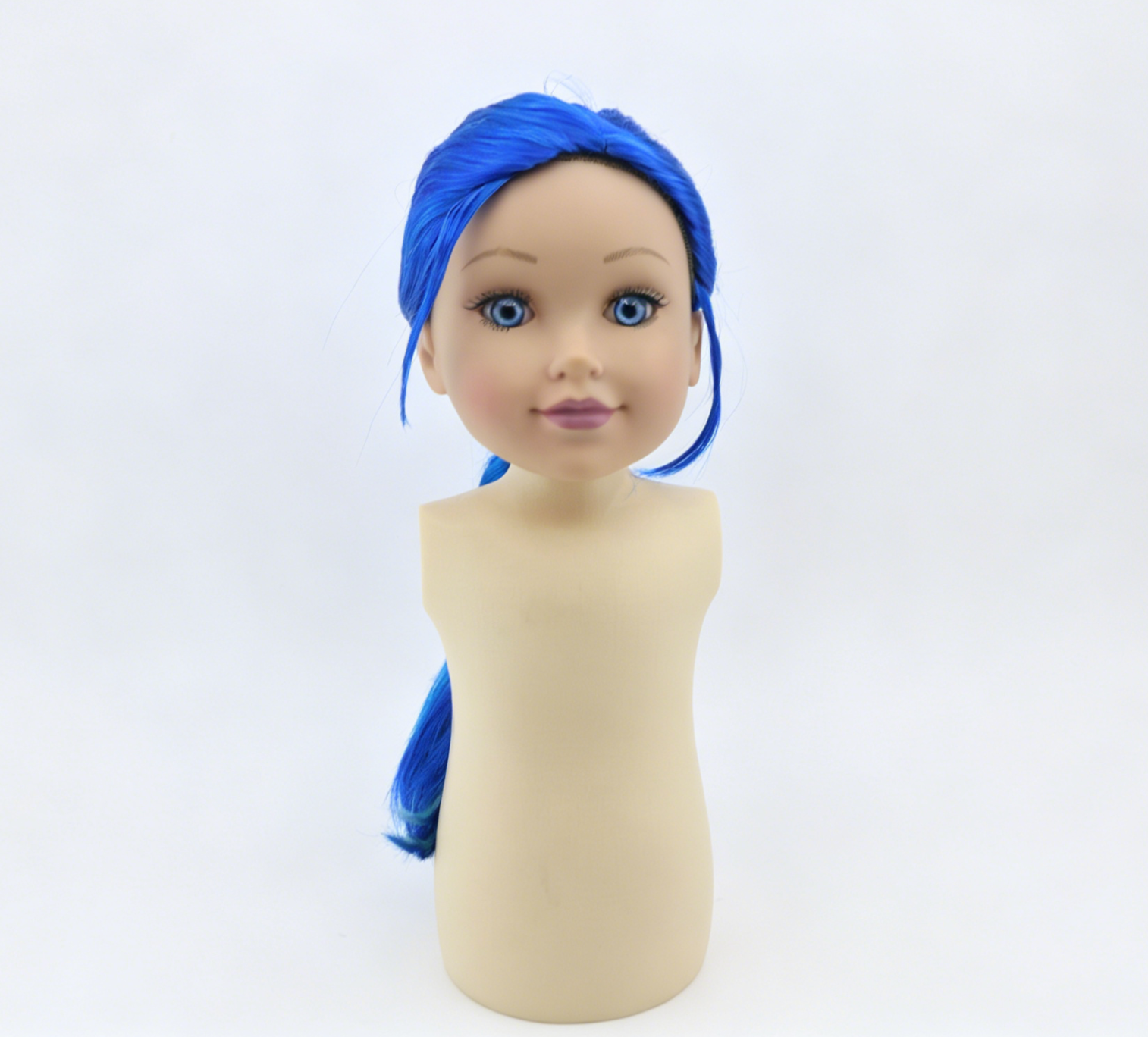 Bright Blue Light Blue Highlight Single Braid Wig For 18'' Fashion Girl Doll | Synthetic Doll Replacement Hair Accessory