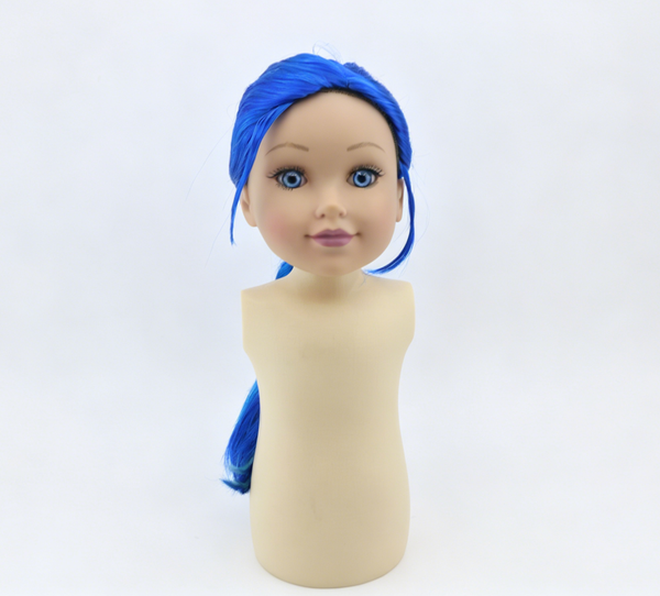 Bright Blue Light Blue Highlight Single Braid Wig For 18'' Fashion Girl Doll | Synthetic Doll Replacement Hair Accessory