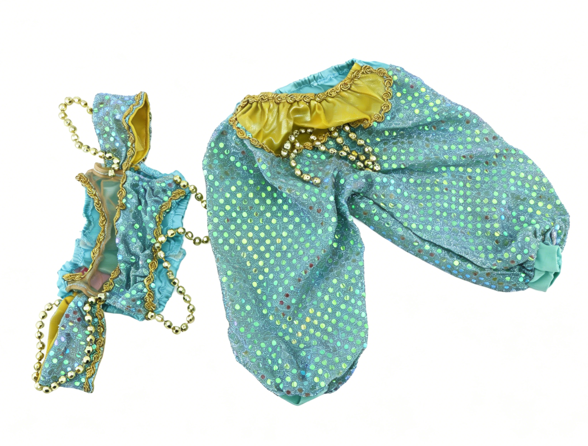 Turquoise Sequin Princess 2 Piece Outfit For 18'' Fashion Girl Doll | Doll Cosplay Costume Set
