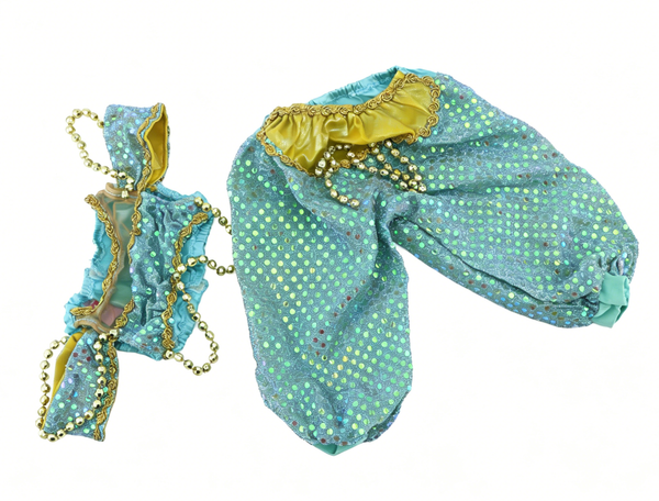 Turquoise Sequin Princess 2 Piece Outfit For 18'' Fashion Girl Doll | Doll Cosplay Costume Set