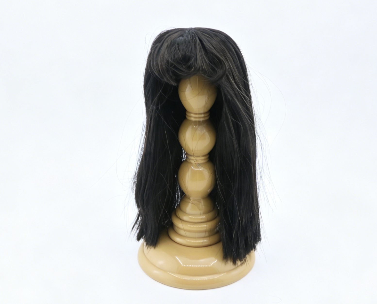 Dark Tea Brown Straight Long Wig With Bangs For 14'' Fashion Girl Doll | Synthetic Doll Replacement Hair Accessory Secondary image