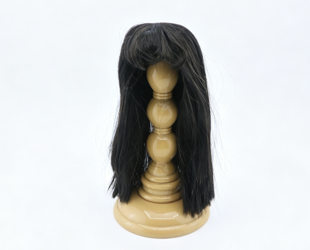 Dark Tea Brown Straight Long Wig With Bangs For 14'' Fashion Girl Doll | Synthetic Doll Replacement Hair Accessory