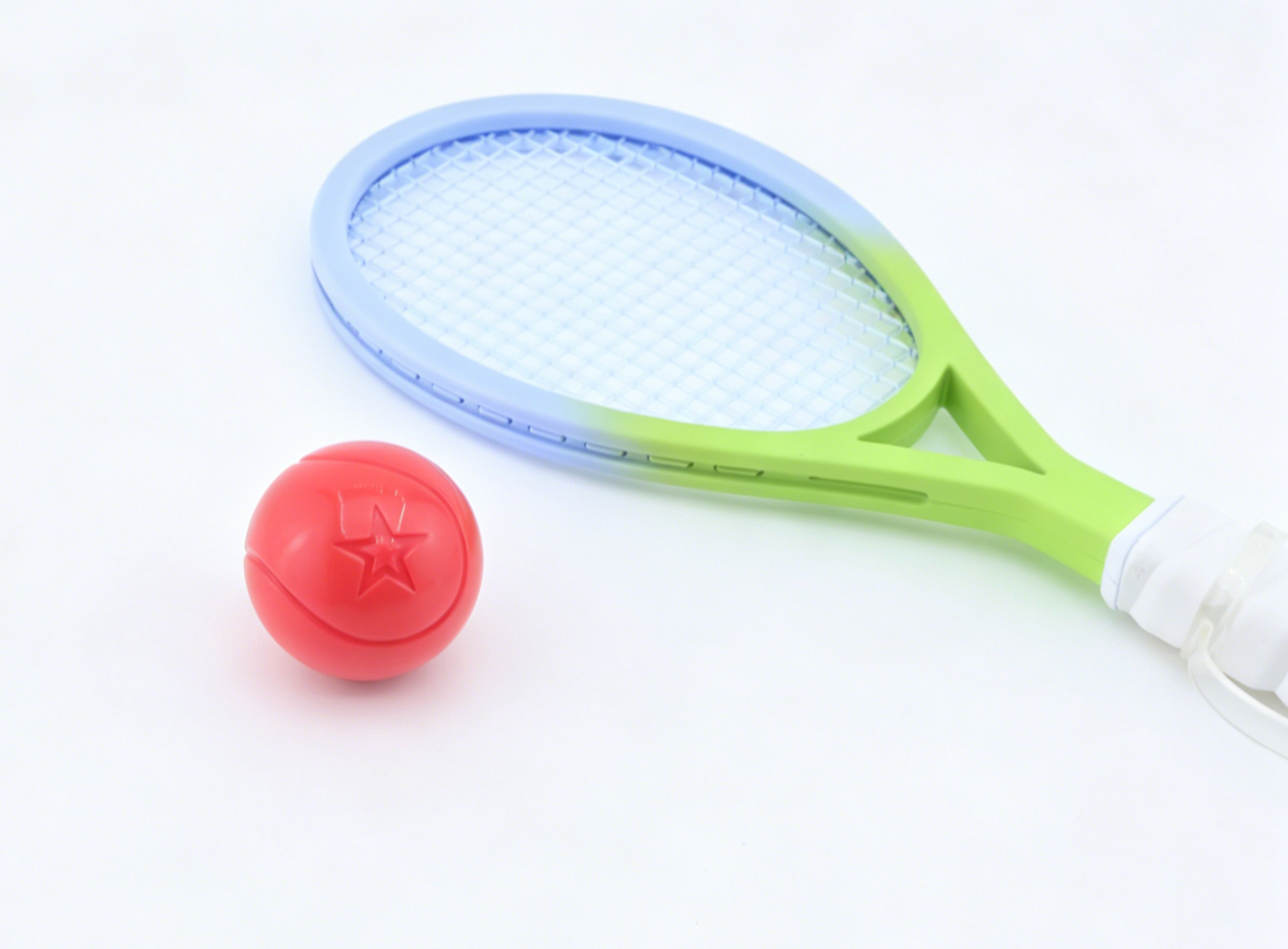 Gradient Green Blue Mini Tennis Racket & Red Star Ball Set FOR 18'' DOLL | Doll Sports Accessory