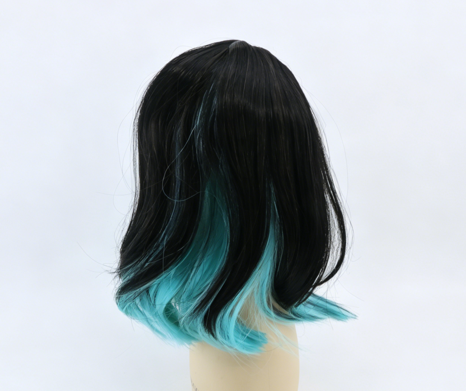 Black Ombre Mint Blue Bob Wig For 18'' Fashion Girl Doll | Synthetic Doll Replacement Hair Accessory