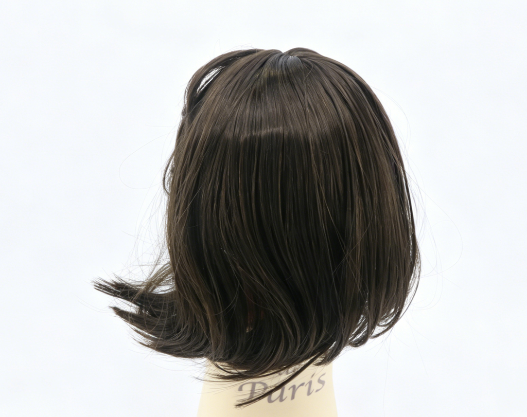 Dark Brown With Purple Side Highlight Bob Wig For 18'' Fashion Girl Doll | Synthetic Doll Replacement Hair Accessory