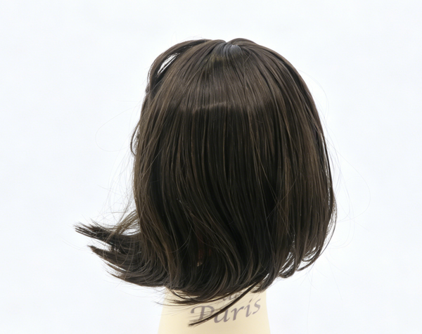 Dark Brown With Purple Side Highlight Bob Wig For 18'' Fashion Girl Doll | Synthetic Doll Replacement Hair Accessory