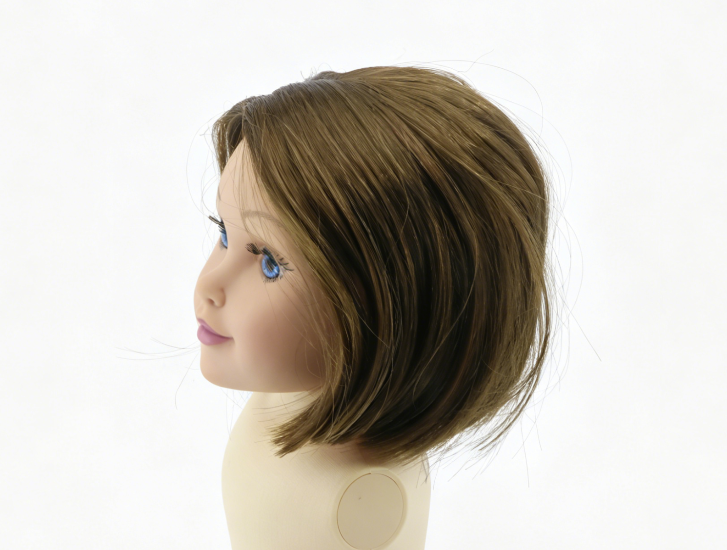 Medium Brown Middle Part Straight Bob Wig With 8cm Inner Diameter For Fashion Girl Doll | Synthetic Doll Replacement Hair Accessory