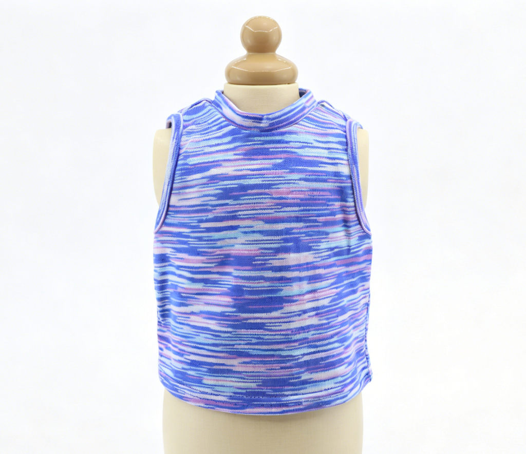 Purple Blue Marled Striped Sleeveless Tank Top FOR 18'' DOLL | Doll Outfit Accessory