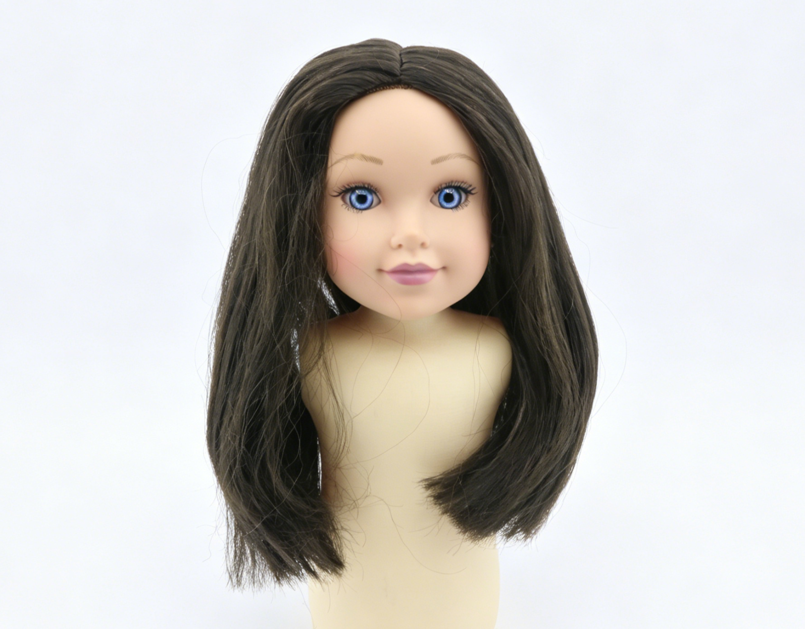 Dark Tea Brown Middle Part Shoulder Bob Wig For 18'' Fashion Girl Doll | Synthetic Doll Replacement Hair Accessory Secondary image