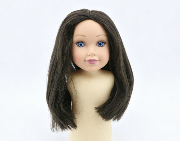 Dark Tea Brown Middle Part Shoulder Bob Wig For 18'' Fashion Girl Doll | Synthetic Doll Replacement Hair Accessory