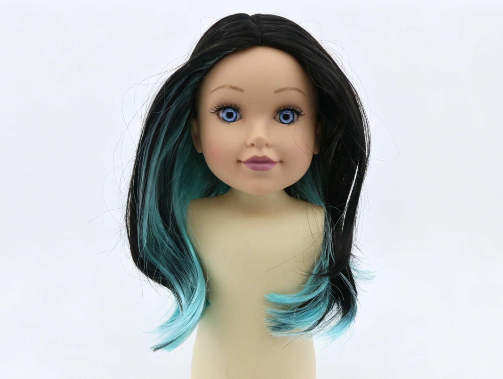 Black Ombre Mint Blue Bob Wig For 18'' Fashion Girl Doll | Synthetic Doll Replacement Hair Accessory Main image