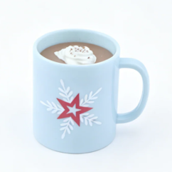 #113 【Light Blue Red Star Snowflake Mug with Simulated Whipped Cream Hot Cocoa 】 Main image