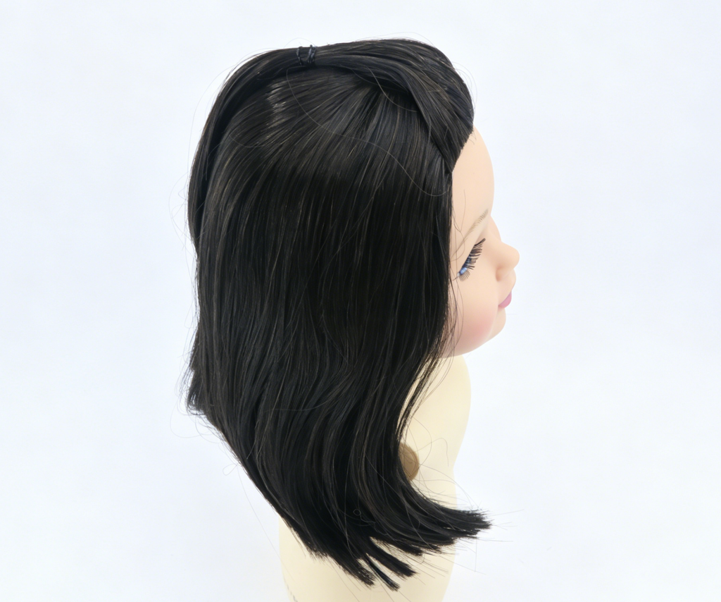 Black Half Up Ponytail Bob Wig For 18'' Fashion Girl Doll | Synthetic Doll Replacement Hair Accessory