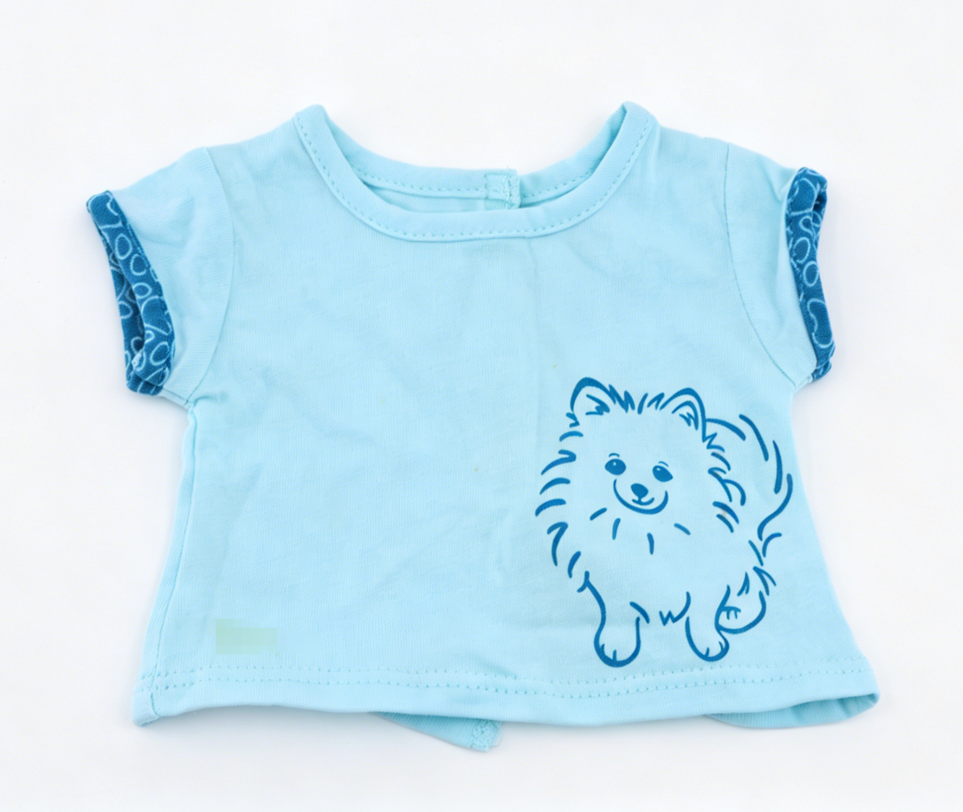 Light Blue Pomeranian Print Short Sleeve T-Shirt FOR 18'' DOLL | Doll Outfit Accessory Main image