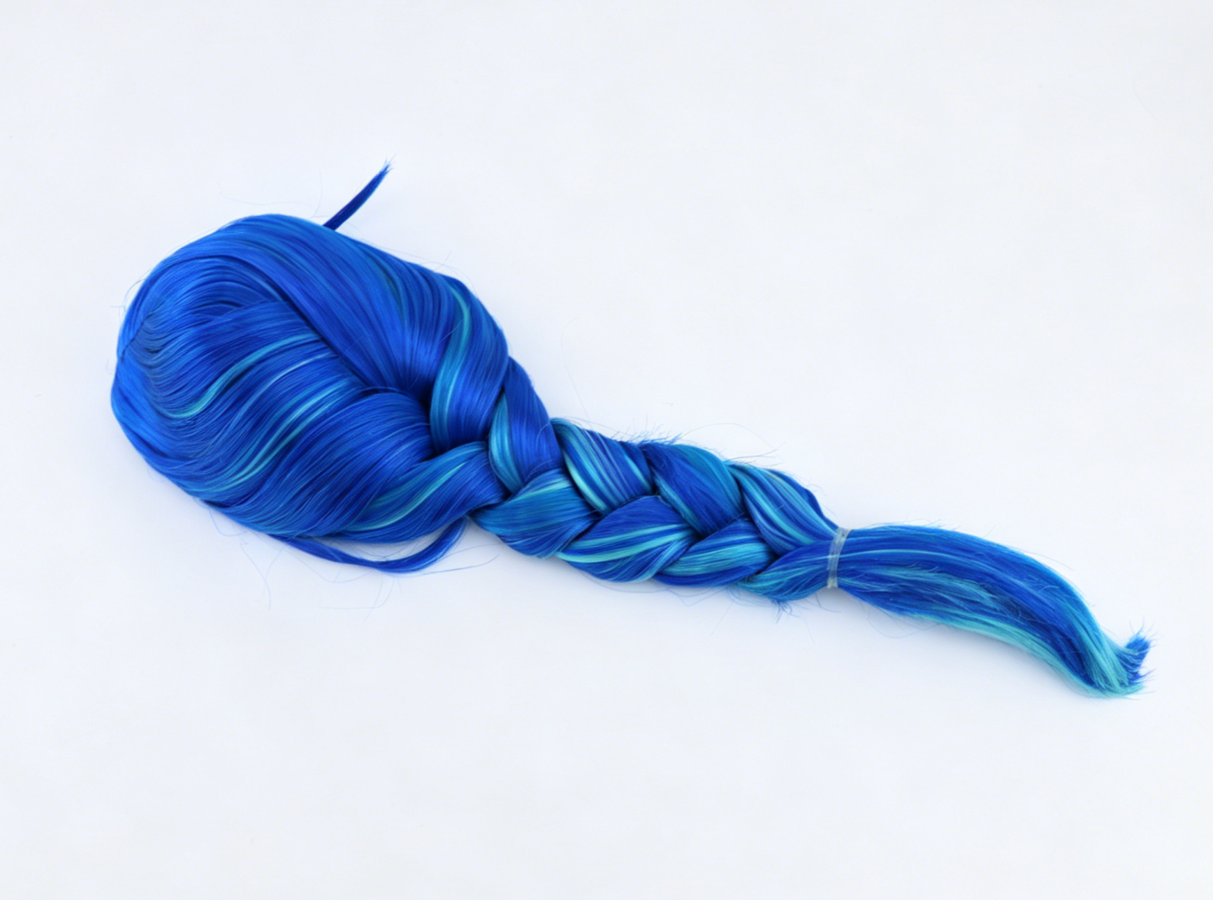 Bright Blue Light Blue Highlight Single Braid Wig For 18'' Fashion Girl Doll | Synthetic Doll Replacement Hair Accessory Secondary image
