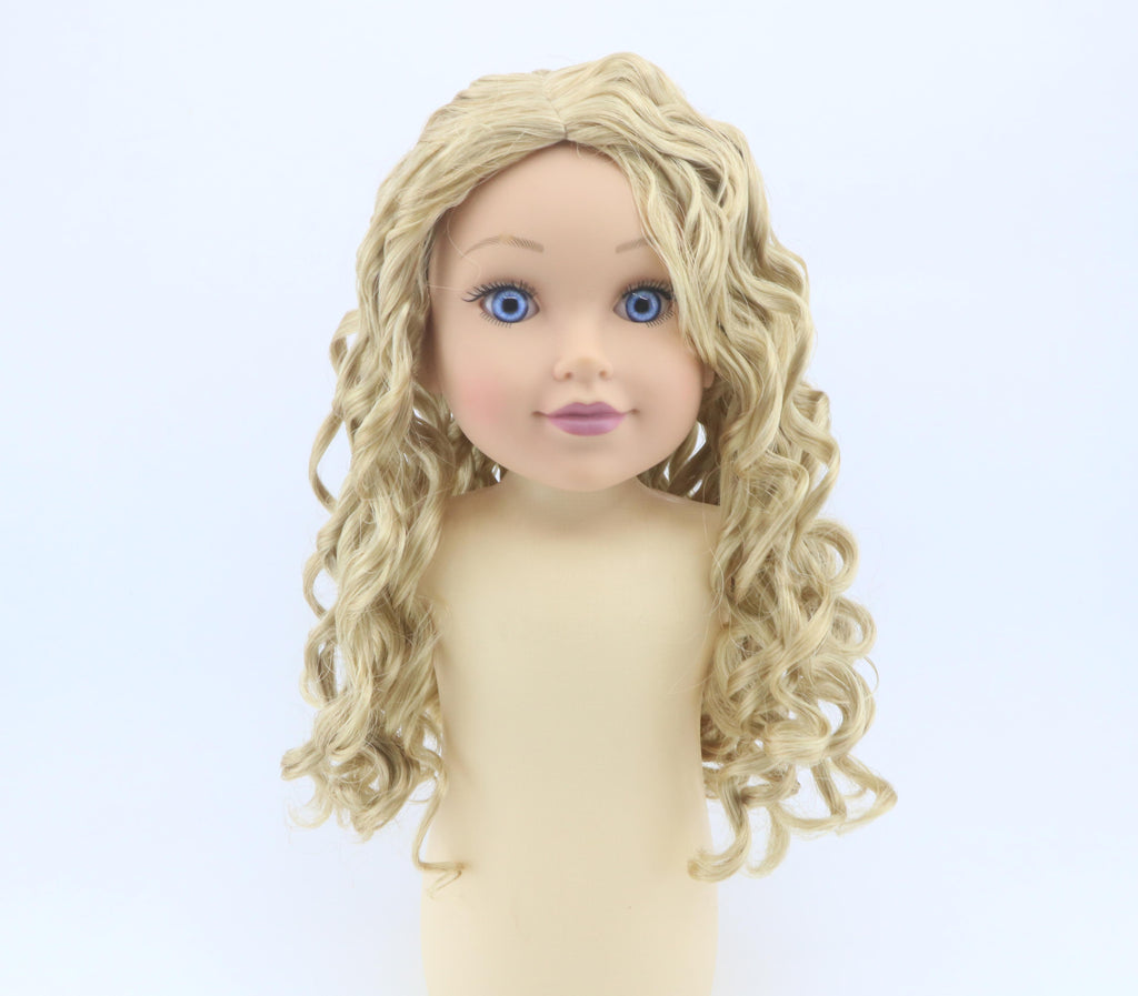 Long Curly Blonde Replacement Wig for Standard 18'' Girl Doll | Soft Synthetic Doll Hairpiece