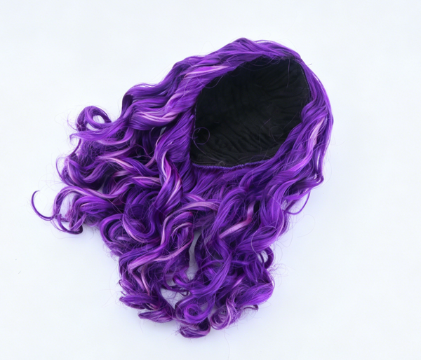 Purple Mix Pink Highlight Curly Mid Length Wig For 18'' Fashion Girl Doll | Synthetic Doll Replacement Hair Accessory