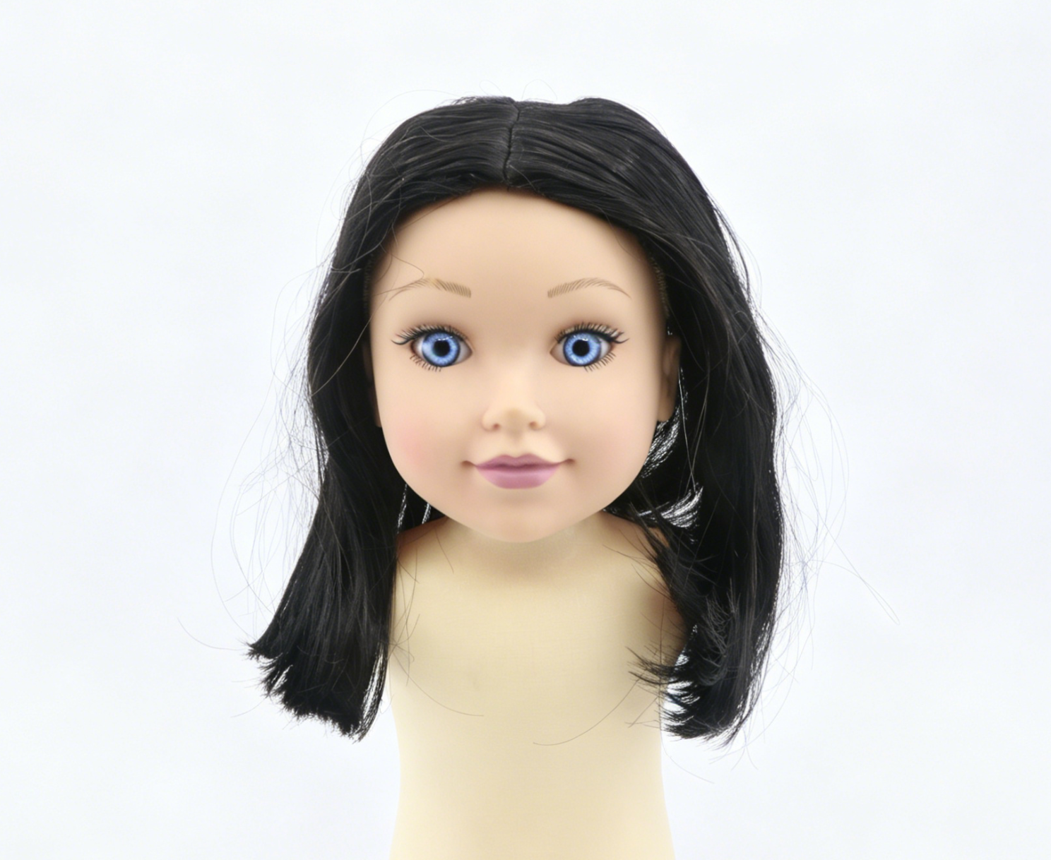 Pure Black Middle Part Shoulder Bob Wig With 8cm Inner Cap For Fashion Girl Doll | Synthetic Doll Replacement Hair Accessory