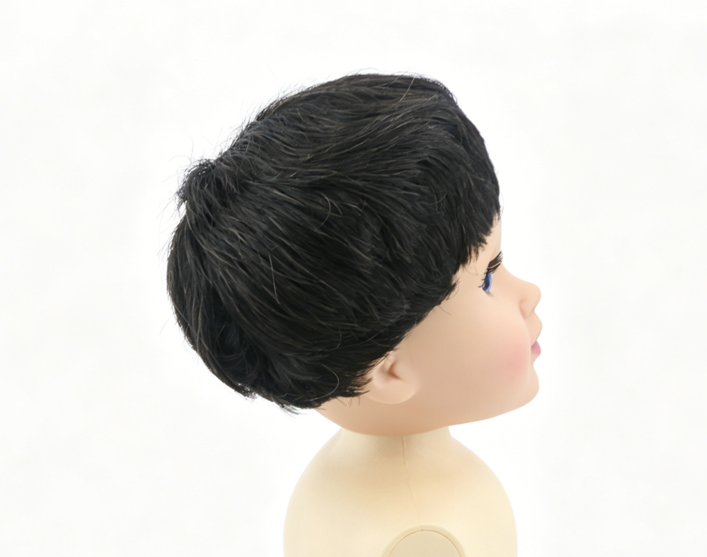 Dark Tea Brown Boy Short Textured Wig For 18'' Fashion Girl Doll | Synthetic Doll Replacement Hair Accessory