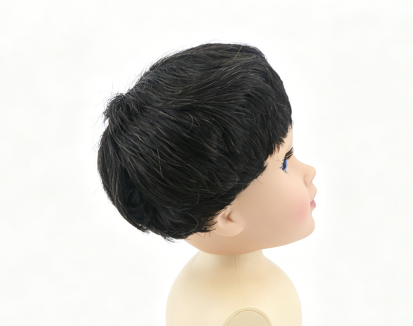 Dark Tea Brown Boy Short Textured Wig For 18'' Fashion Girl Doll | Synthetic Doll Replacement Hair Accessory