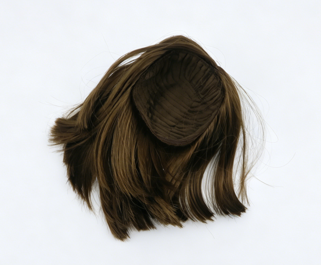 Medium Brown Middle Part Straight Bob Wig With 8cm Inner Diameter For Fashion Girl Doll | Synthetic Doll Replacement Hair Accessory