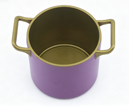 #193 【Purple Soup Pot Gold Handles Kitchen Accessory】 Main image