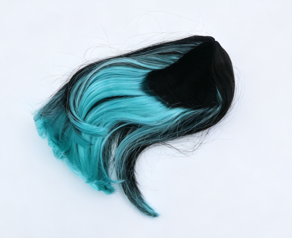 Black Ombre Mint Blue Bob Wig For 18'' Fashion Girl Doll | Synthetic Doll Replacement Hair Accessory
