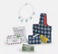#104 【Dark Blue Plaid Handbag Shell Necklace Simulation Money Letter Full Accessory Play Set FOR 18'' doll】