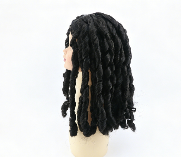 Black Spring Twist Wig For 18'' Fashion Girl Doll | Synthetic Doll Replacement Hair Accessory