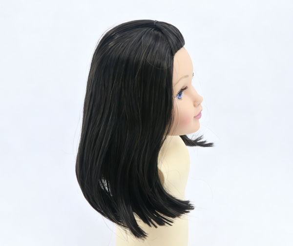 Black Half Up Ponytail Bob Wig For 18'' Fashion Girl Doll | Synthetic Doll Replacement Hair Accessory