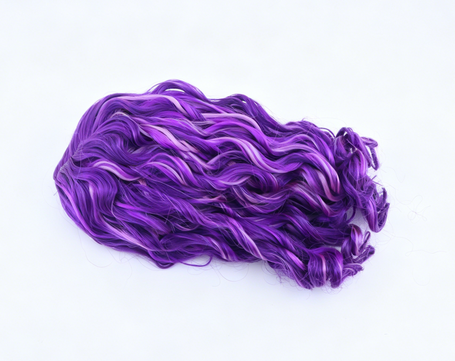 Purple Mix Pink Highlight Curly Mid Length Wig For 18'' Fashion Girl Doll | Synthetic Doll Replacement Hair Accessory Secondary image