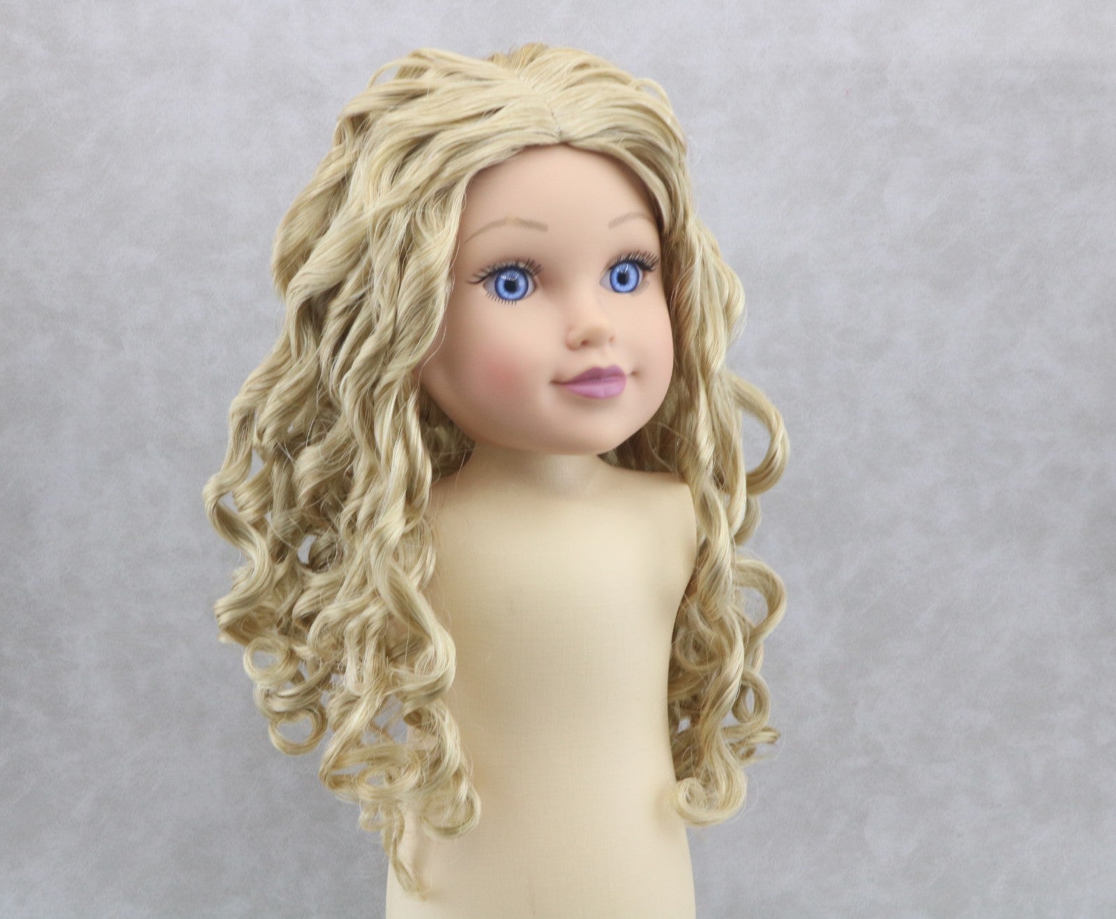 Long Curly Blonde Wig for Tannis Custom 18'' Doll hair