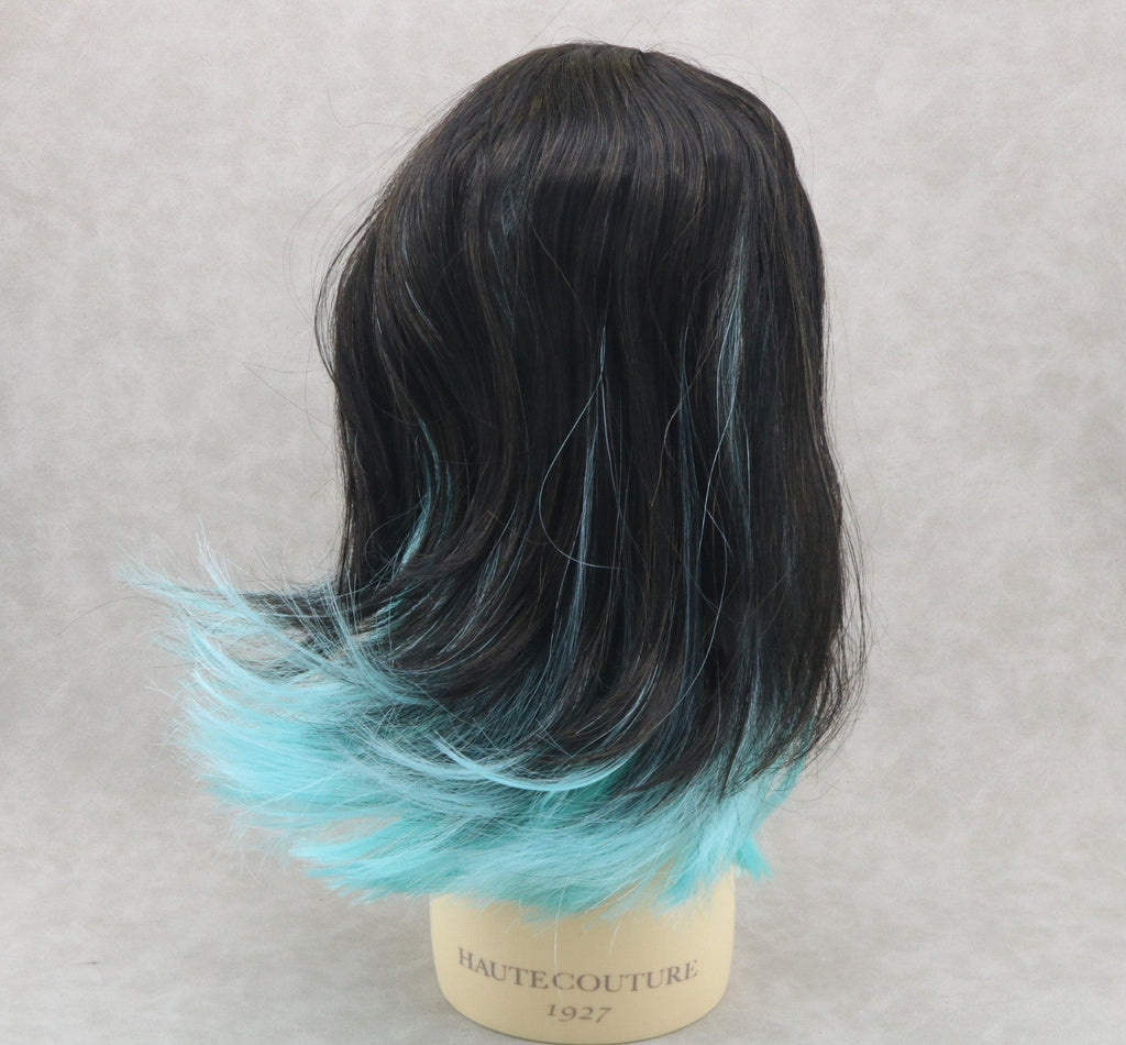Black Mint Green Ombre Gradient Wig for 18" Doll Custom hair