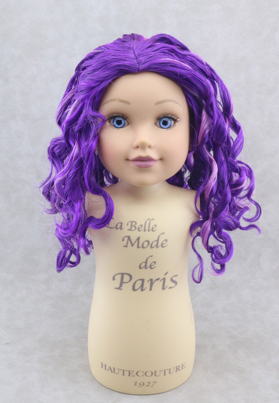 Purple Pink Curly Wig for 18" Doll Custom Hair Replacement