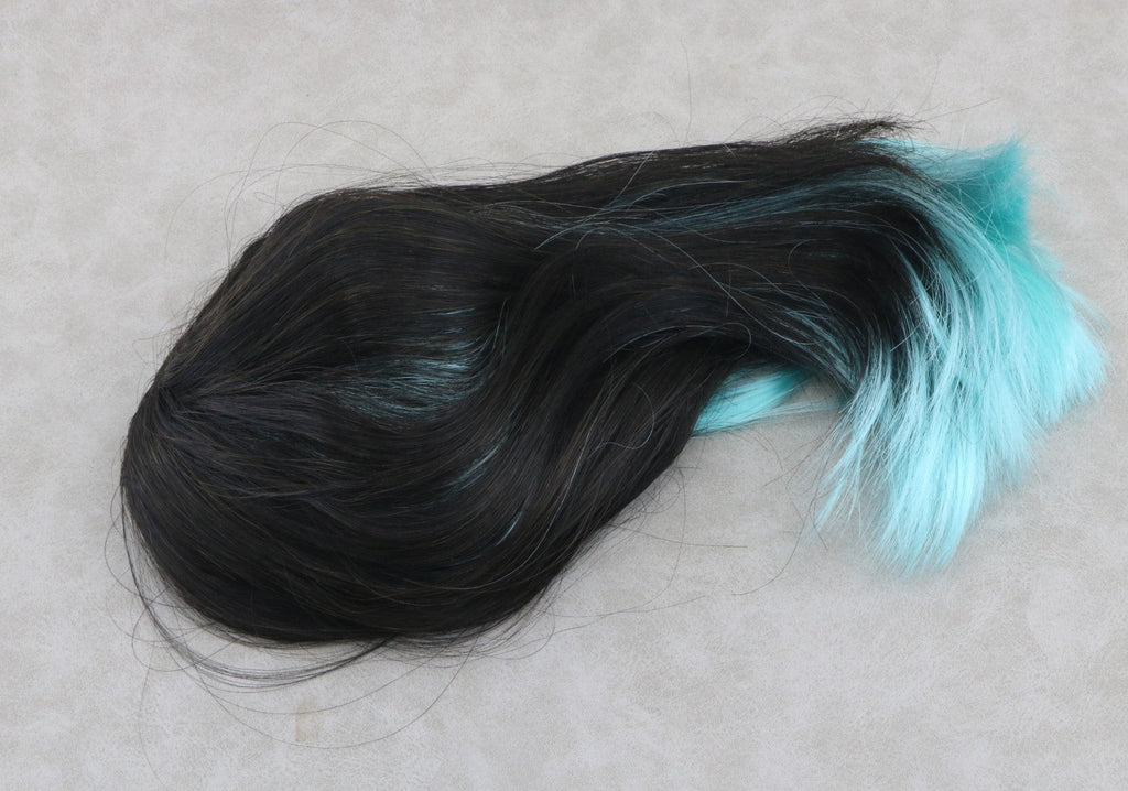 Black Mint Green Ombre Gradient Wig for 18" Doll Custom hair