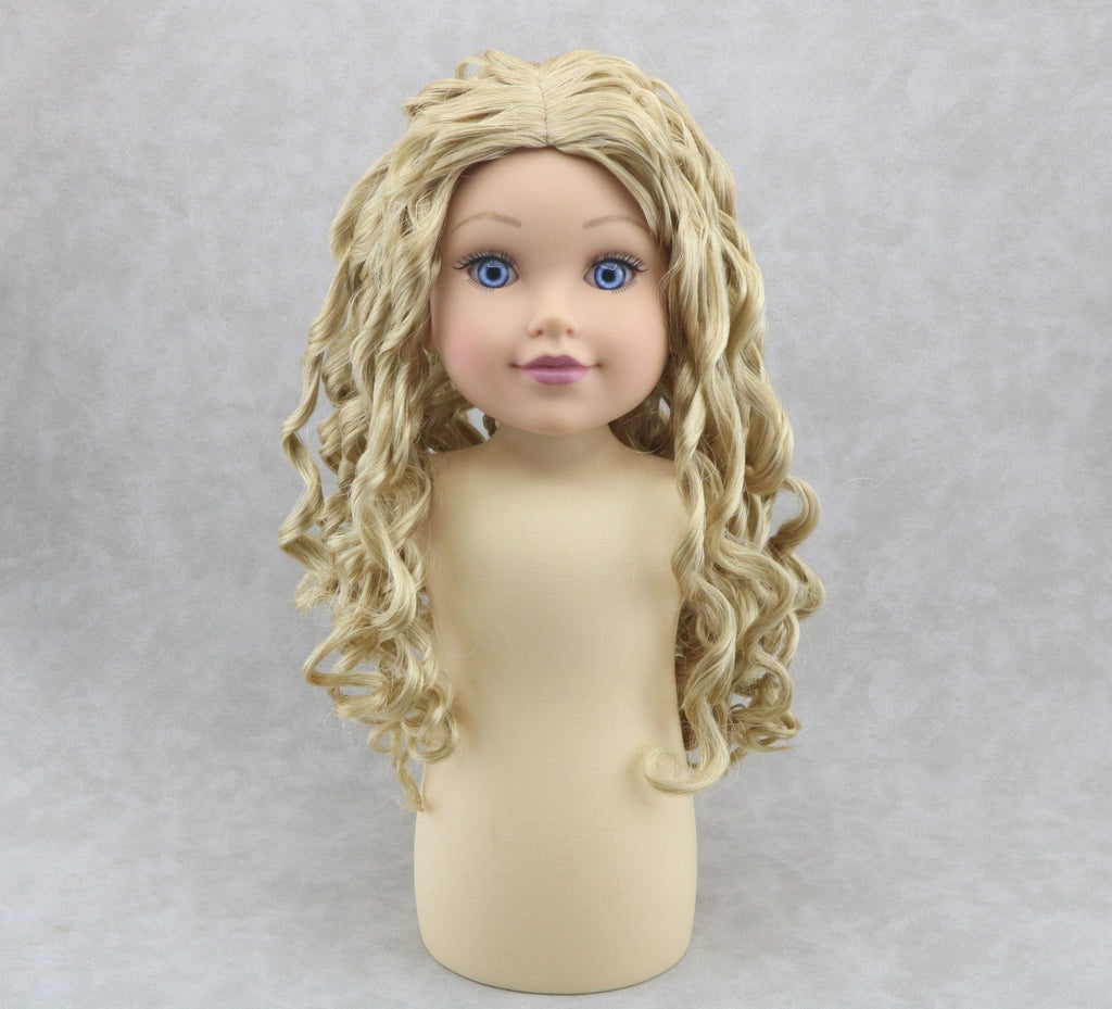 Long Curly Blonde Wig for Tannis Custom 18'' Doll hair