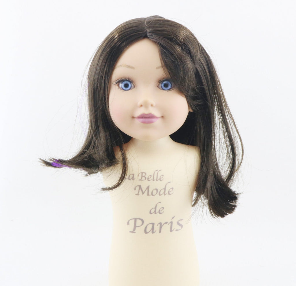Brunette Wig with Purple Streak for 18" Doll
